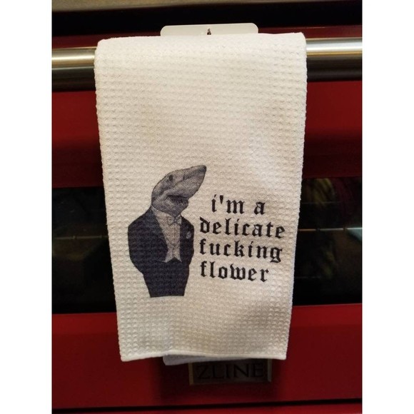 Sweary tea towel, sarcastic kitchen towel, swear word towel shark towel - Picture 2 of 2
